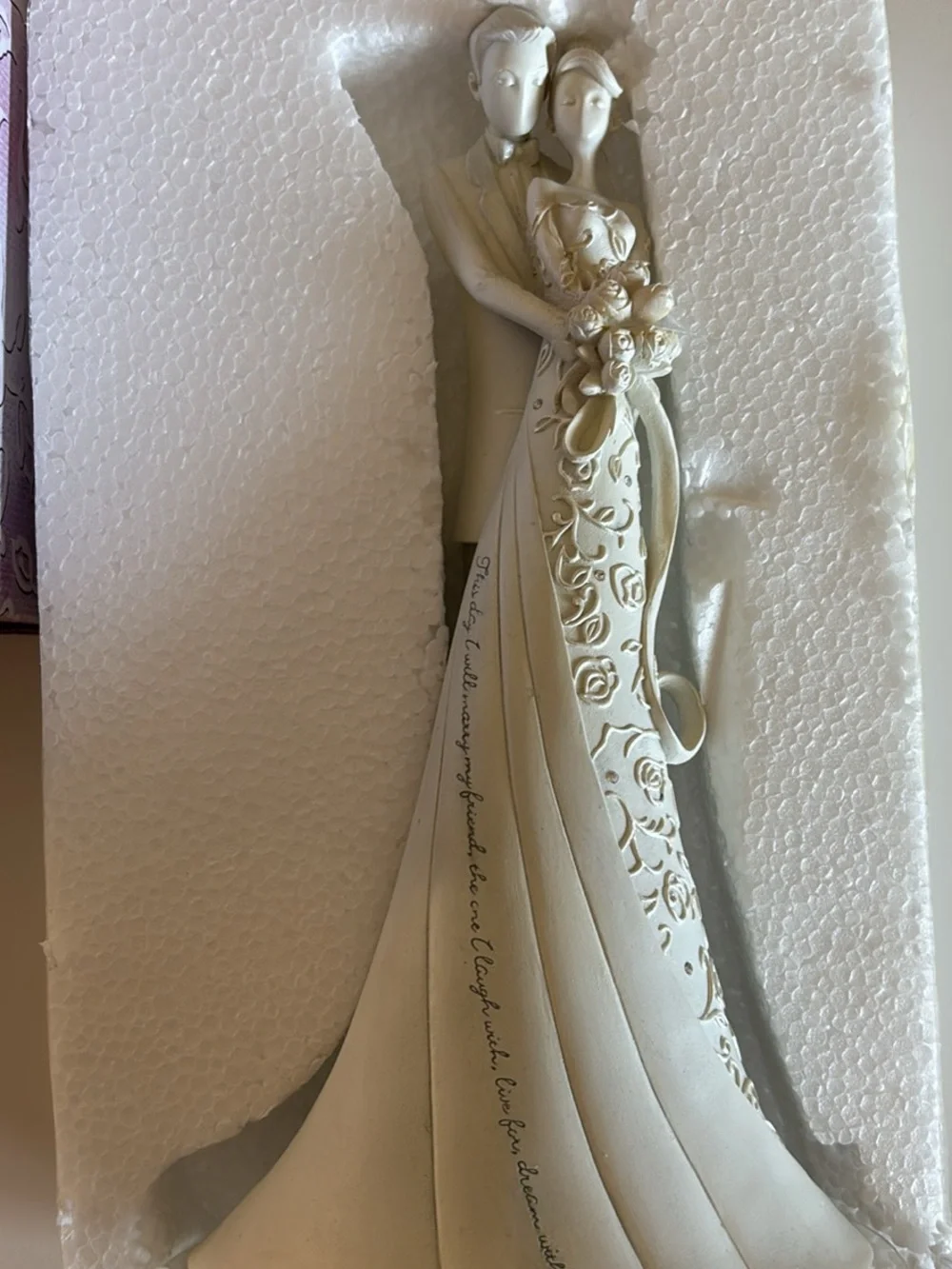 Ivory Bridal Couple Cake Topper - Elegant Wedding Decor